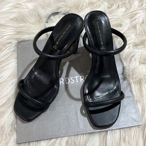 Super cute black strappy heels!